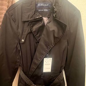 Mens Zara black trench coat size S